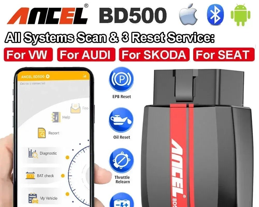 ANCEL BD500 Bluetooth OBD2 skener VW Audi Seat Skoda