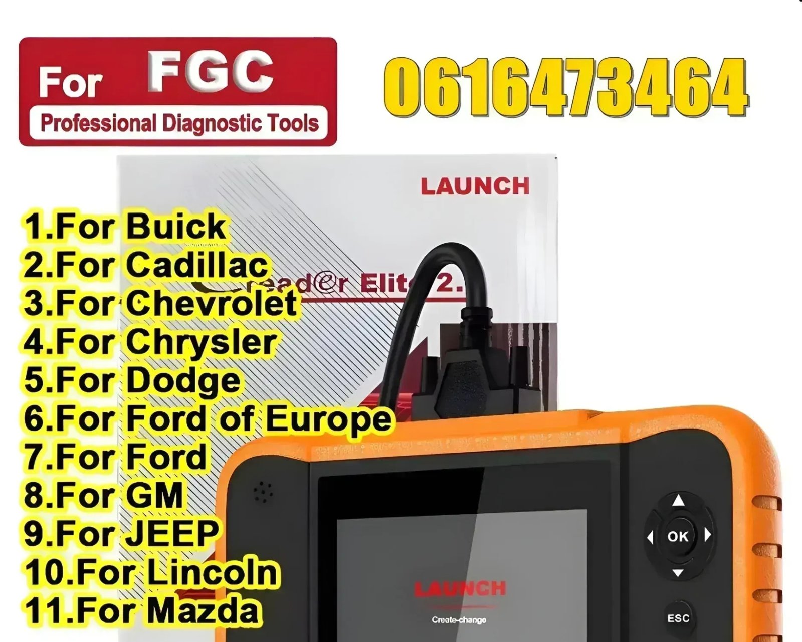 LAUNCH X431 V2.0 OBD2 Diagnostic Scanner BBA FGC