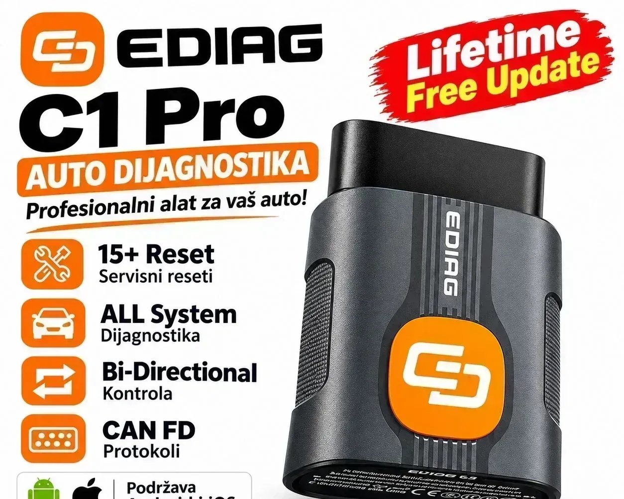 EDIAG C1 Pro OBD2 Bluetooth Dijagnostički skener